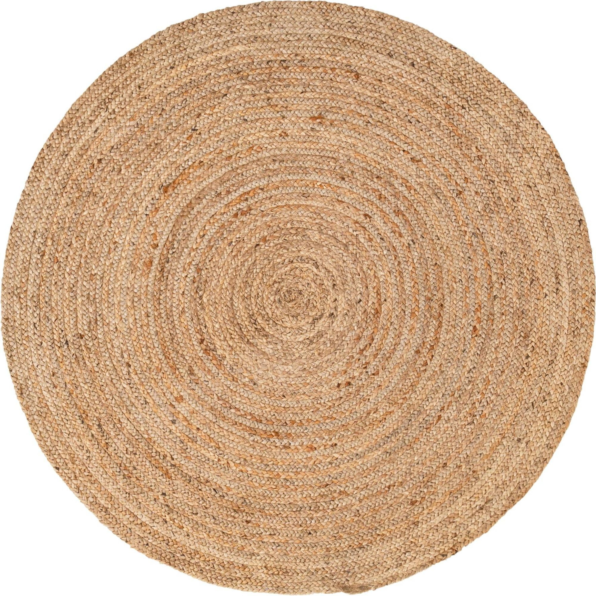 Unique Loom Dhaka Braided Jute Rug Natural 5' 1" Round Braided Solid