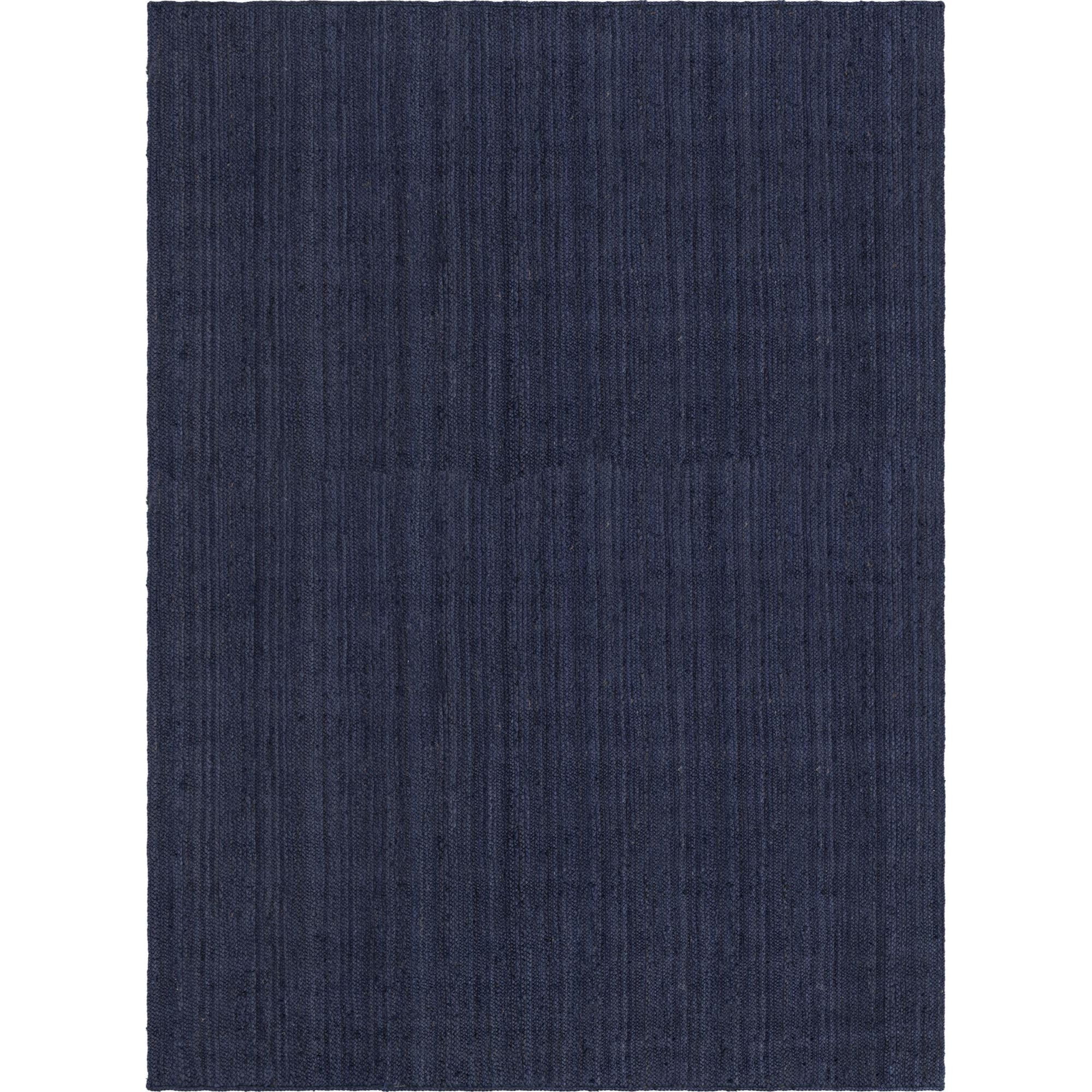 Eco-Friendly Navy Blue Hand-Braided Jute Indoor Rug 10' x 14'