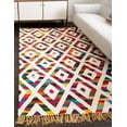 thumbnail image 1 of Unique Loom Diamond Chindi Trellis Rug Multi/Beige 5' 1" x 8' Rectangle Hand Made Chevron Farmhouse Perfect For Living Room Bed Room Dining Room Office, 1 of 5