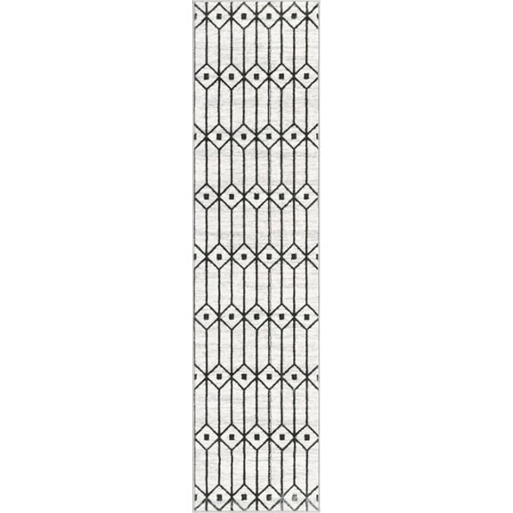 Unique Loom Matrix Trellis Collection Area Rug - Diamonds (2' x 8' Runner White/Gray)