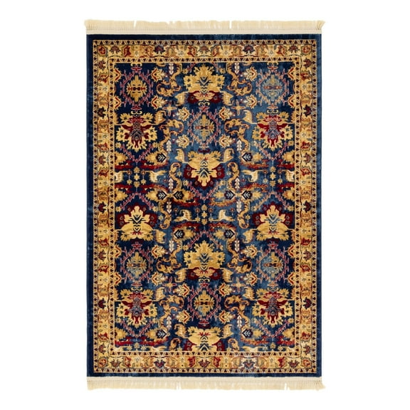 Unique Loom District Collection Area Rug - Diplomat (4' x 6' Rectangle Blue/Beige)