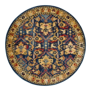 Unique Loom District Collection Area Rug - Diplomat (5' Round Blue/Beige)
