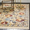 thumbnail image 1 of unique loom district collection abstract over-dyed vintage border ivory area rug (5' 0 x 8' 0), 1 of 8