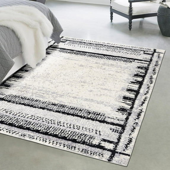 Unique Loom Tagine Collection Area Rug - Donya (5' 3" x 8' Rectangle Black and White/Gray)