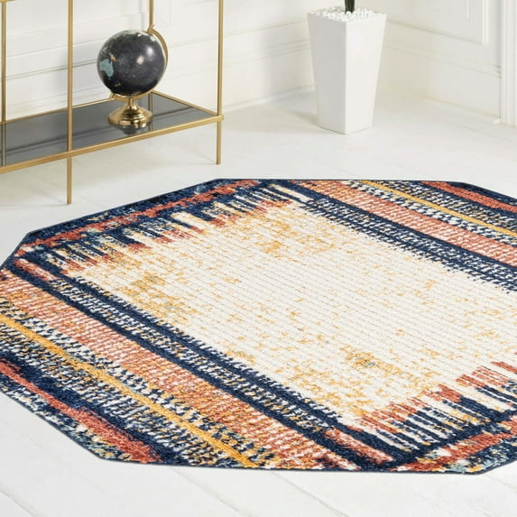 Unique Loom Tagine Collection Area Rug - Donya (7' 10" Octagon Multi/Black)