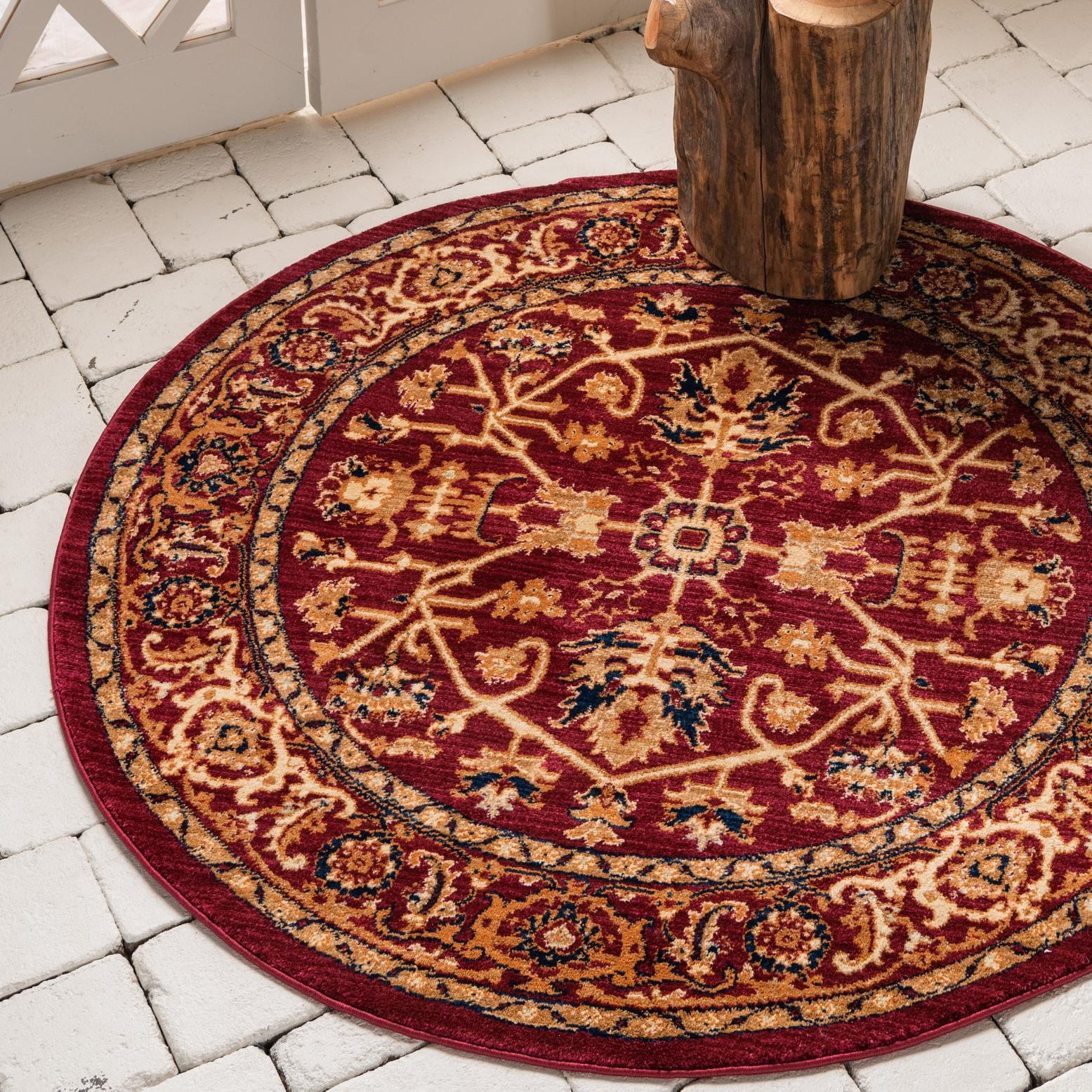 Round Maroon Rug Unique Loom Dorchester Collection Area Rug - Alcott (4' 5