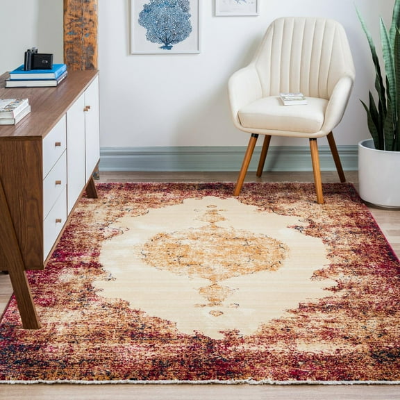 Unique Loom Dorchester Collection Area Rug - Brook (5' 1" x 8' Rectangle Red/Beige)