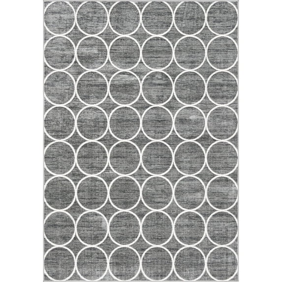 Unique Loom Dots Matrix Trellis Rug Gray/Ivory 7' 1" x 10' Rectangle Geometric Coastal Perfect For Living Room Bed Room Dining Room Office