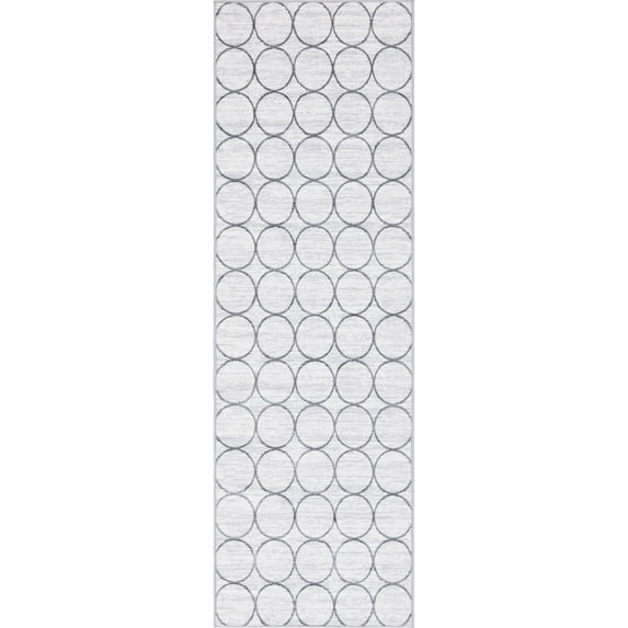 Unique Loom Dots Matrix Trellis Rug White/Gray 3' x 10' Runner Geometric Coastal Perfect For Bathroom Hallway Mud Room Laundry Room