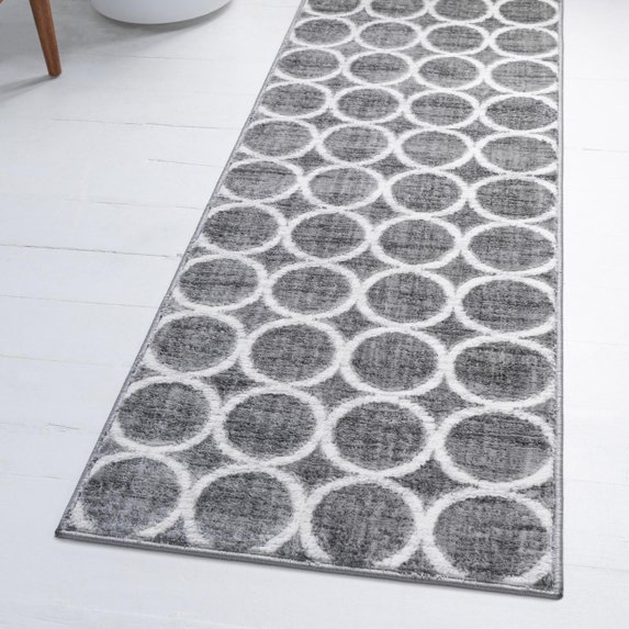 Unique Loom Matrix Trellis Collection Area Rug - Dots (2' 11" x 19' 8" Runner Gray/Ivory)