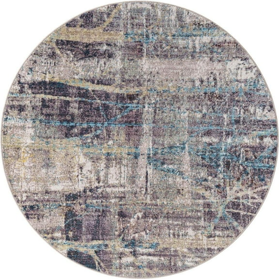 Unique Loom Downtown Gramercy Area Rug 5' 3" x 5' 3", Round Multi