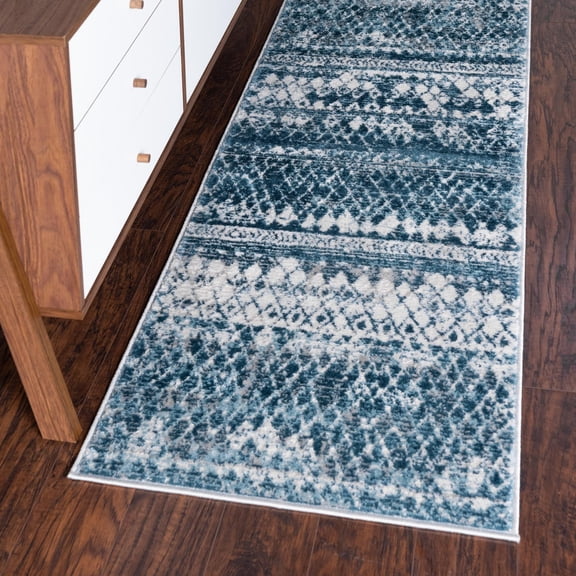 Unique Loom Leipzig Collection Area Rug - Dresden (2' 7" x 10' Runner Blue/Gray)