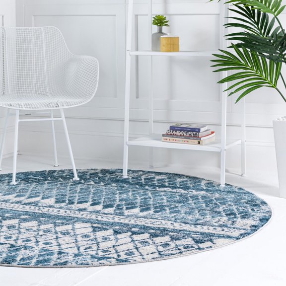 Unique Loom Leipzig Collection Area Rug - Dresden (3' 3" Round Blue/Gray)