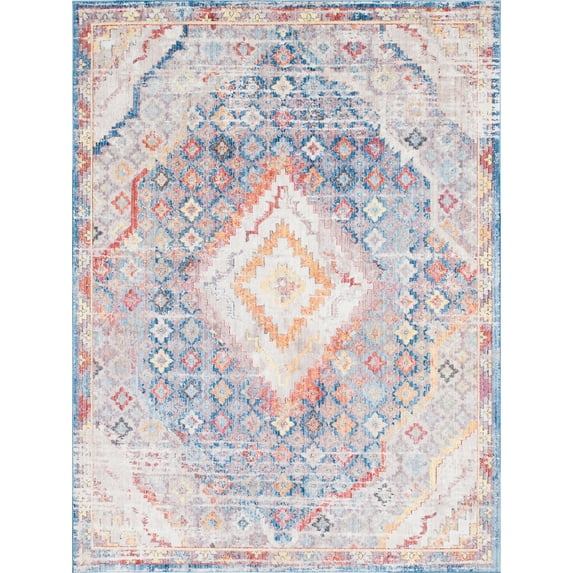 Unique Loom Dumbo Brighton Rug Blue/Beige 9' x 12' 2" Rectangle Medallion Bohemian Perfect For Living Room Bed Room Dining Room Office