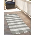 thumbnail image 1 of Unique Loom Eco Plaid Indoor Outdoor Washable Collection Area Rug - Balmoral (2' x 6' 1" Runner Gray/Ivory), 1 of 12
