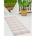 thumbnail image 1 of Unique Loom Eco Plaid Indoor Outdoor Washable Collection Area Rug - Balmoral (2' x 8' Runner Pink/Ivory), 1 of 12