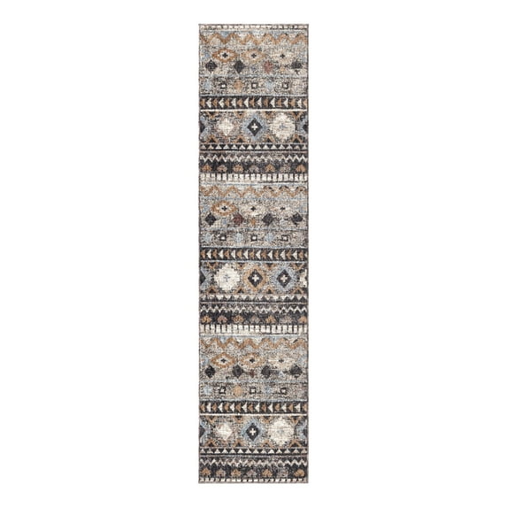 Unique Loom Eco Southwestern Collection Area Rug - Tubac (2' x 8' Runner Khaki Gray/Black)