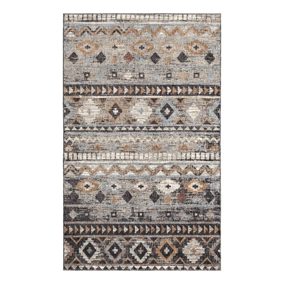 Unique Loom Eco Southwestern Collection Area Rug - Tubac (5' 3" x 8' Rectangle Khaki Gray/Black)
