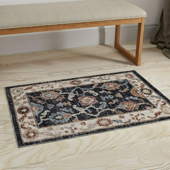 Unique Loom Eco Traditional Collection Area Rug - Animate (2' x 3' Rectangle Charcoal Gray/Gray)