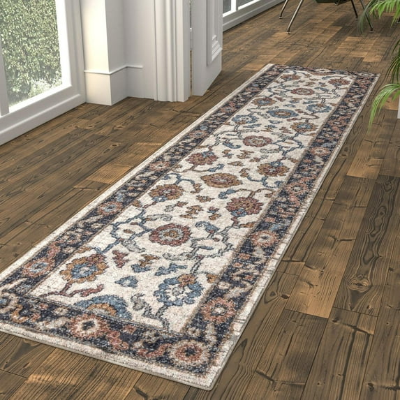 Unique Loom Eco Traditional Collection Area Rug - Animate (2' x 6' Runner Ivory/Beige)