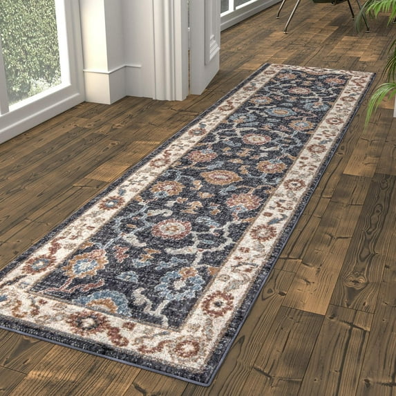 Unique Loom Eco Traditional Collection Area Rug - Animate (2' x 8' Runner Charcoal Gray/Gray)