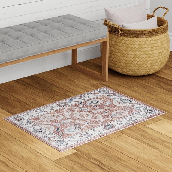 Unique Loom Eco Traditional Collection Area Rug - Animate (7' 10" x 10' Rectangle Dusty Rose/Black)
