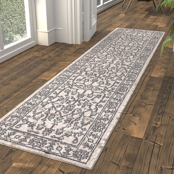Unique Loom Eco Traditional Collection Area Rug - Coherance (2' x 6' Runner Ivory/Gray)