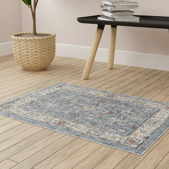 Unique Loom Eco Traditional Collection Area Rug - Coherance (4' x 6' Rectangle Harbor Blue/Ivory)