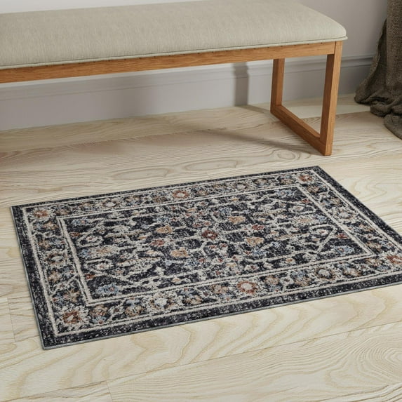 Unique Loom Eco Traditional Collection Area Rug - Coherance (7' 10" x 10' Rectangle Charcoal Gray/Ivory)