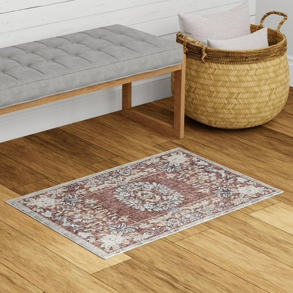 Unique Loom Eco Traditional Collection Area Rug - Salvage (10' x 13' Rectangle Dusty Rose/Ivory)