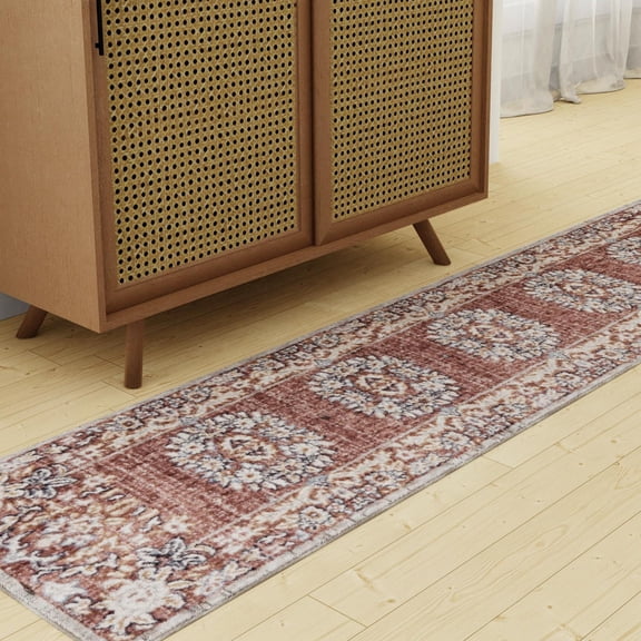 Unique Loom Eco Traditional Collection Area Rug - Salvage (2' 7" x 12' Runner Dusty Rose/Ivory)