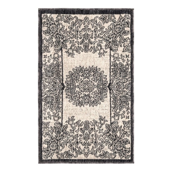 Unique Loom Eco Traditional Collection Area Rug - Salvage (2' x 3' Rectangle Ivory/Black)