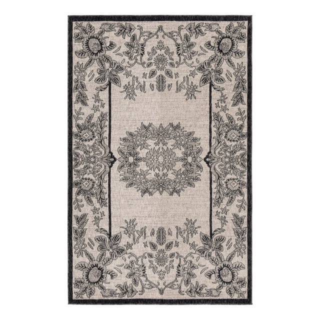 Unique Loom Eco Traditional Collection Area Rug - Salvage (5' 3" x 8' Rectangle Ivory/Black)