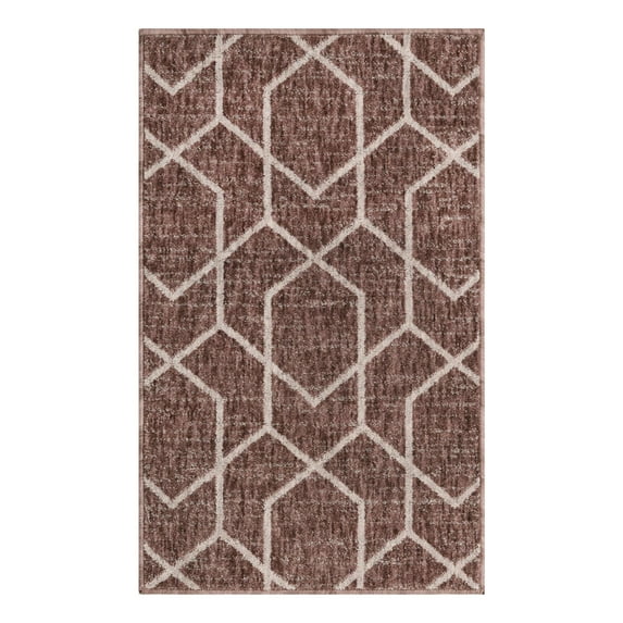 Unique Loom Eco Trellis Collection Area Rug - Mondo (2' x 3' Rectangle Dusty Rose/Ivory)