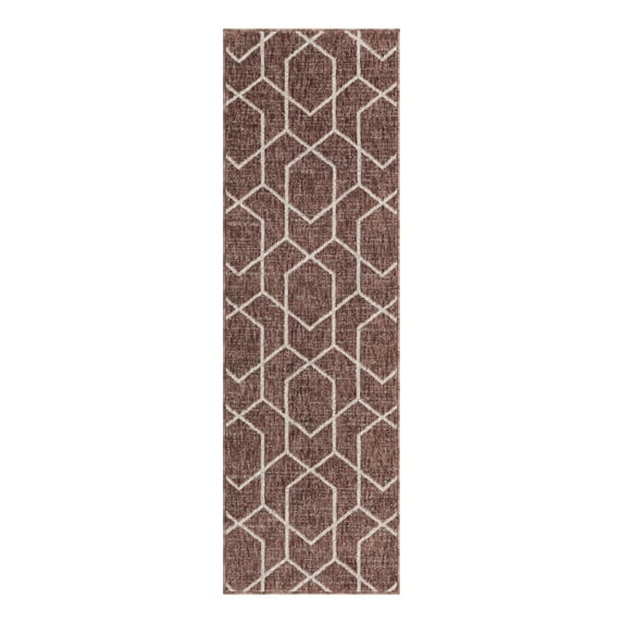 Unique Loom Eco Trellis Collection Area Rug - Mondo (2' x 6' Runner Dusty Rose/Ivory)