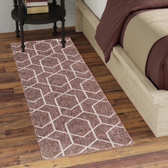 Unique Loom Eco Trellis Collection Area Rug - Mondo (2' x 8' Runner Dusty Rose/Ivory)