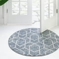 thumbnail image 1 of Unique Loom Eco Trellis Collection Area Rug - Mondo (3' 3" Round Harbor Blue/Ivory), 1 of 6
