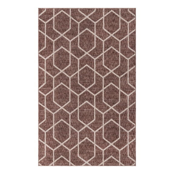 Unique Loom Eco Trellis Collection Area Rug - Mondo (5' 3" x 8' Rectangle Dusty Rose/Ivory)