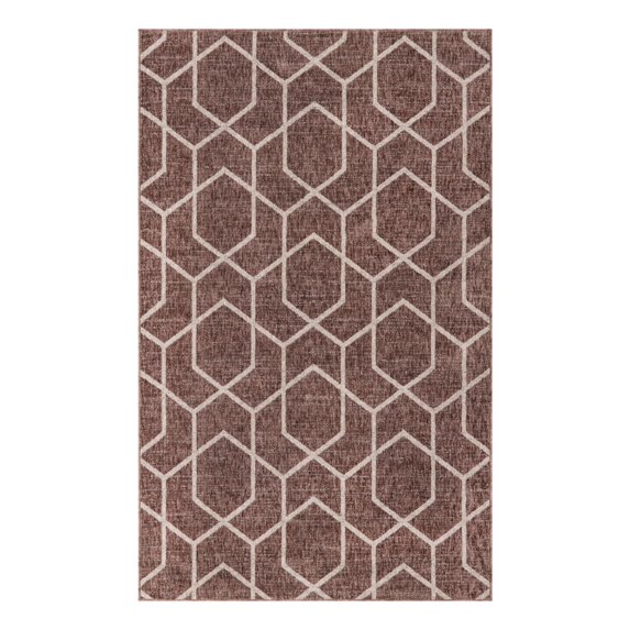 Unique Loom Eco Trellis Collection Area Rug - Mondo (5' 3" x 8' Rectangle Dusty Rose/Ivory)