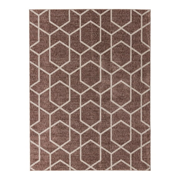 Unique Loom Eco Trellis Collection Area Rug - Mondo (7' 10" x 10' Rectangle Dusty Rose/Ivory)