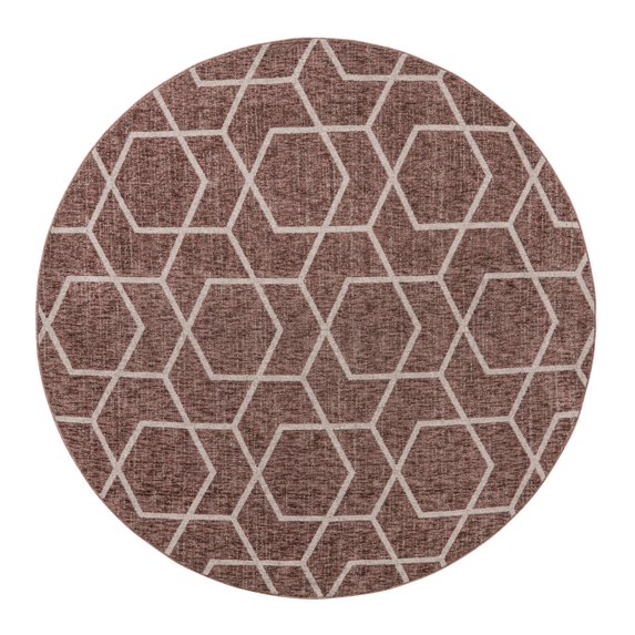 Unique Loom Eco Trellis Collection Area Rug - Mondo (7' Round Dusty Rose/Ivory)