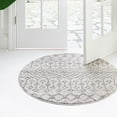 thumbnail image 1 of Unique Loom Eco Trellis Collection Area Rug - Native (3' 3" Round Ivory/Gray), 1 of 6