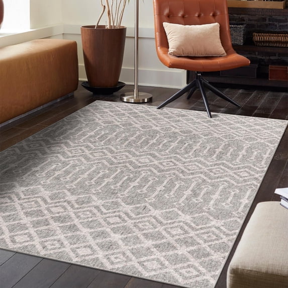 Unique Loom Eco Trellis Collection Area Rug - Native (7' 10" x 10' Rectangle Gray/Ivory)