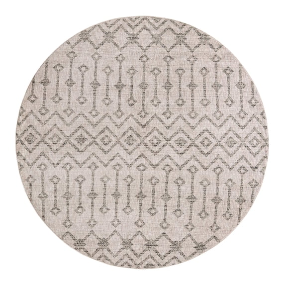 Unique Loom Eco Trellis Collection Area Rug - Native (7' Round Ivory/Gray)