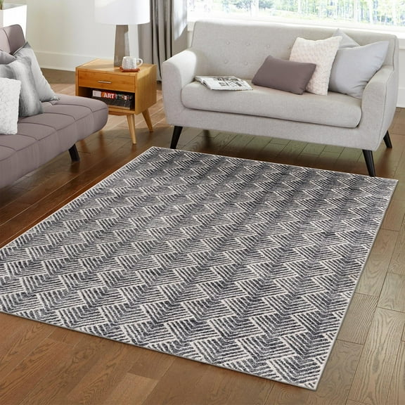 Unique Loom Eco Trellis Collection Area Rug - Osage (2' x 3' Rectangle Charcoal Ivory)