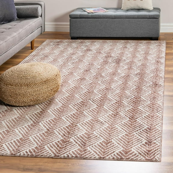 Unique Loom Eco Trellis Collection Area Rug - Osage (2' x 3' Rectangle Dusty Rose/Ivory)