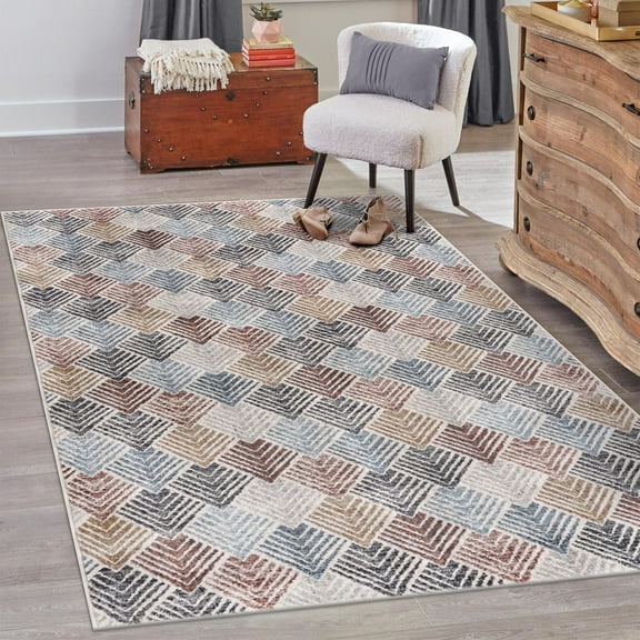 Unique Loom Eco Trellis Collection Area Rug - Osage (2' x 3' Rectangle Multi/Blue)