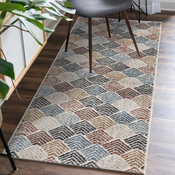 Unique Loom Eco Trellis Collection Area Rug - Osage (2' x 6' Runner Multi/Blue)