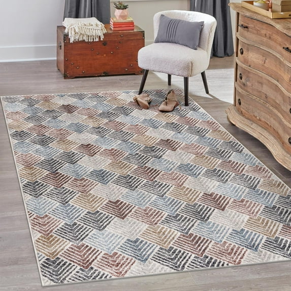 Unique Loom Eco Trellis Collection Area Rug - Osage (4' x 6' Rectangle Multi/Blue)