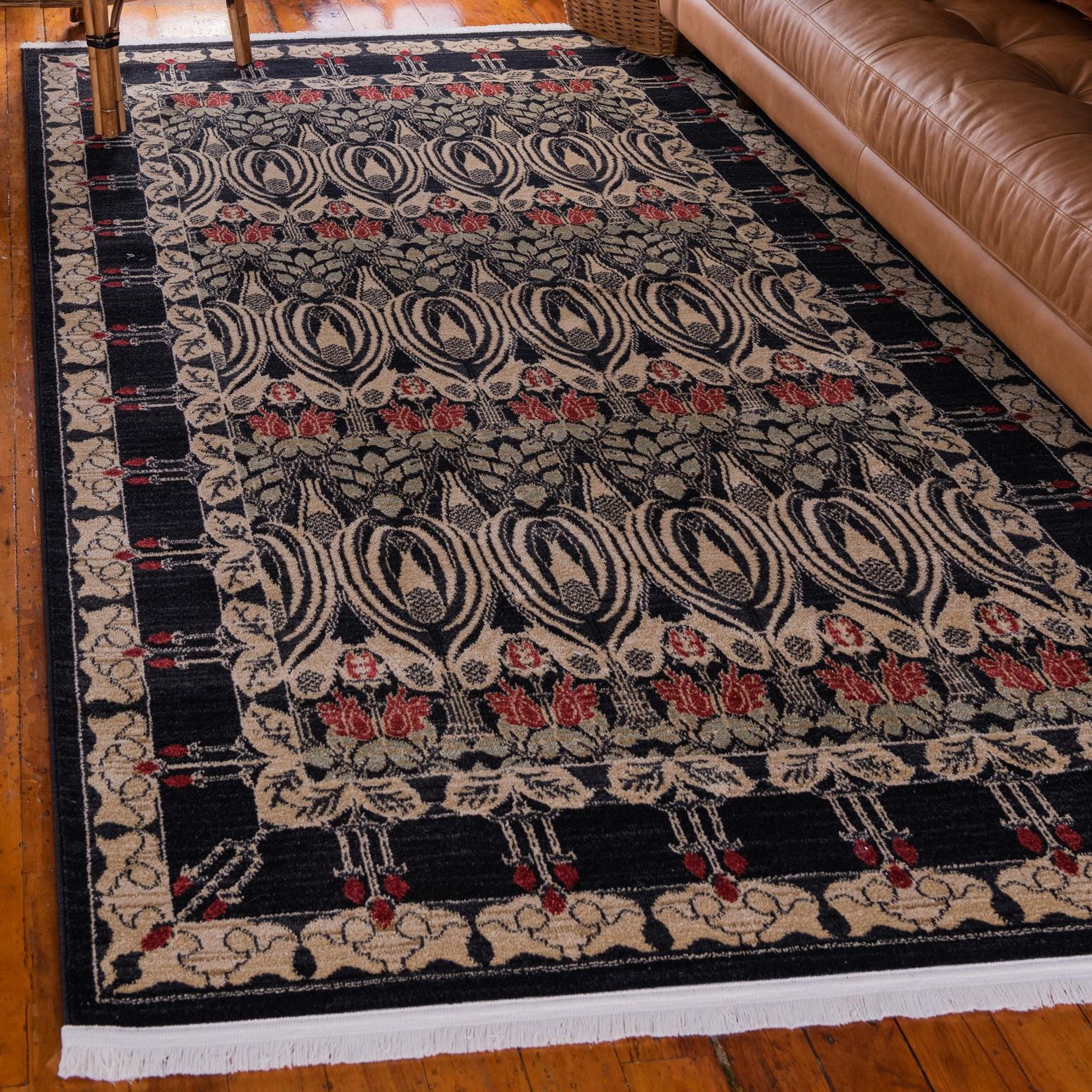 Chelsea Black Rectangular Stain-Resistant Synthetic Area Rug